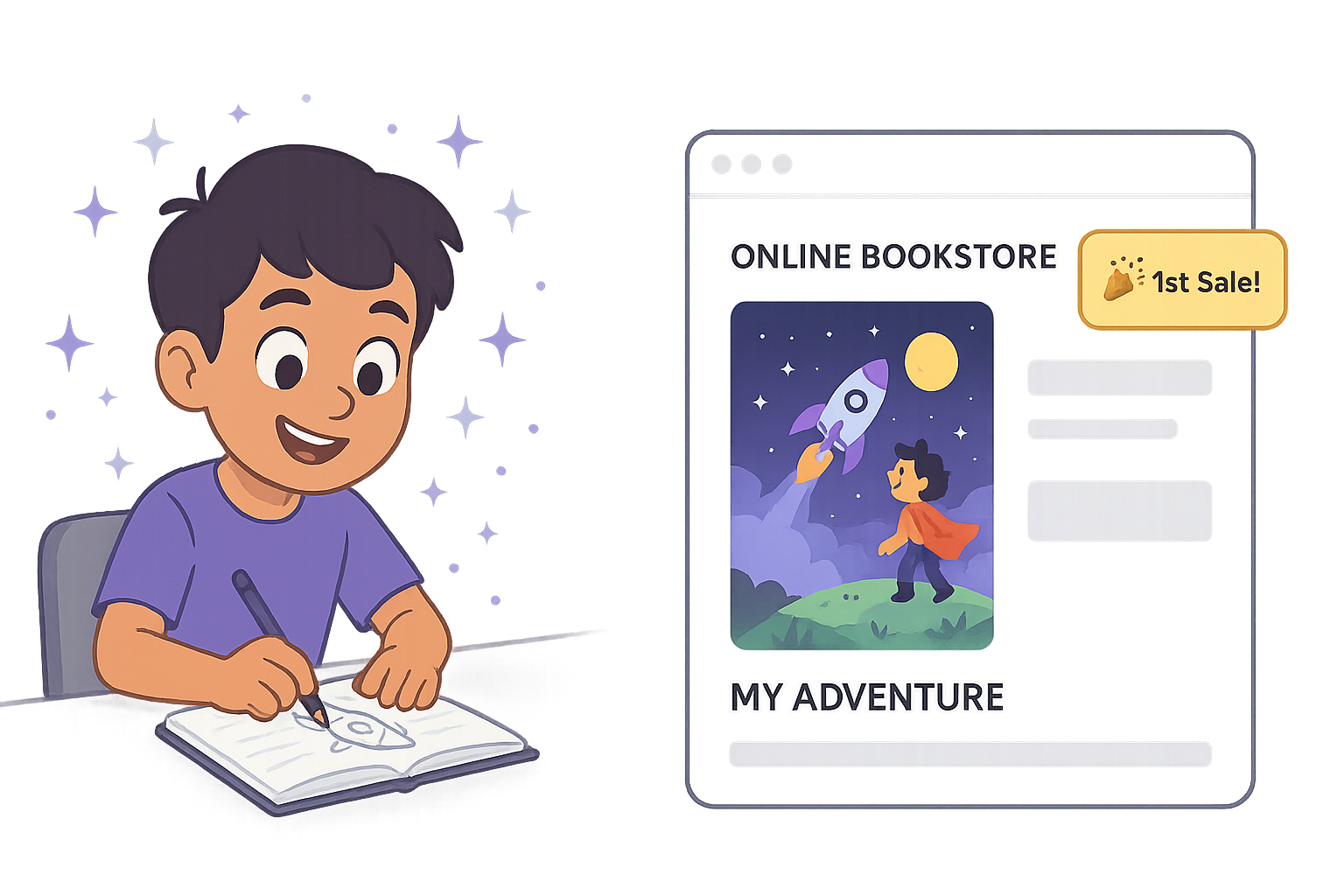 Young storyteller building their business